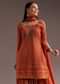 Orange Lucknowi Mirror Zardosi Kurta Palazzo Dupatta Set