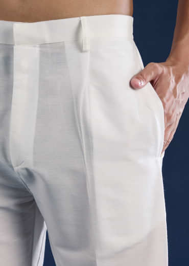 Orange Mirror Embellished Mens Kurta and Pant Set