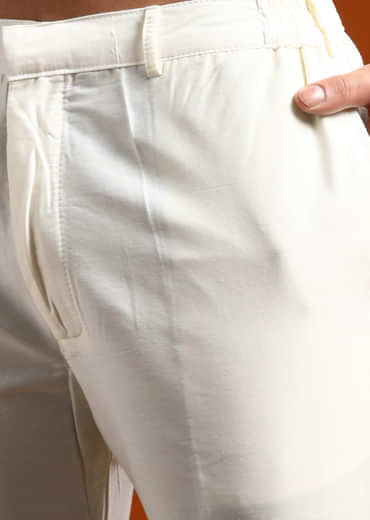 Orange Modal Kurta Set For Men With Thread Work