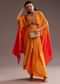 Orange Ombre Zardosi Moti Cape Skirt Set