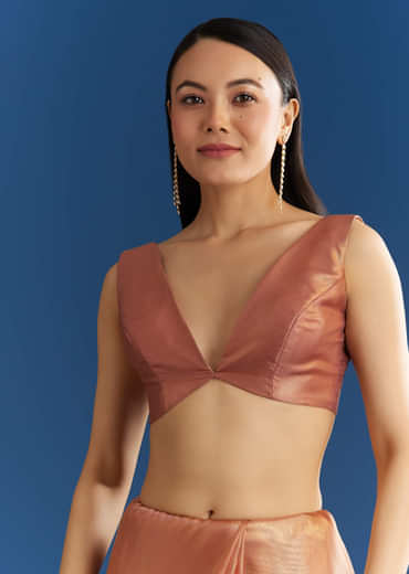 Orange Organza Tissue Saree With Sparkling Scallop Border