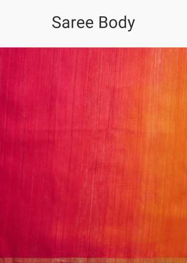 Orange Red Shaded Kora Silk Handloom Saree With Woven Motif
