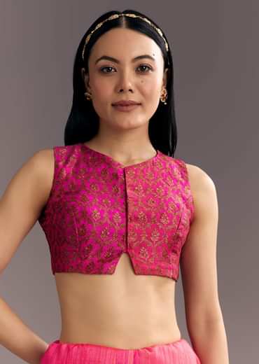 Orange Red Shaded Kora Silk Handloom Saree With Woven Motif