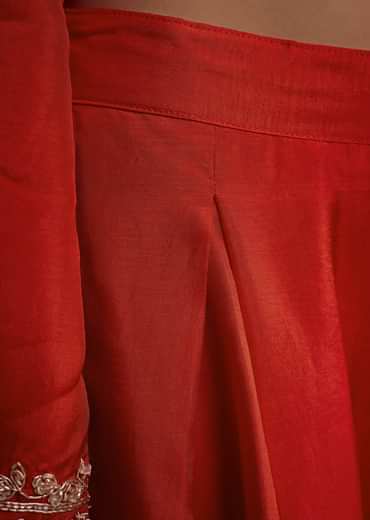 Orange Russian Silk Palazzo Suit With Cut Dana And Sequins Work