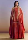Orange Sharara With Zari Cape