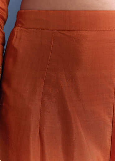 Orange Silk Anarkali Suit With Sequins And Cutdana Work