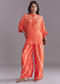 Orange Silk Co-Ord Set With Authentic Bandhani And Leheriya Print