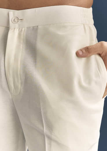 Orange Silk Kurta Set For Men With Abstract And Foil Print