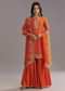 Orange Silk Sharara Set With Cut Dana and Sequins Work and Organza Dupatta