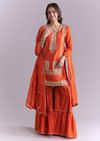 Orange Silk Sharara Suit With Gota And Zardosi Work