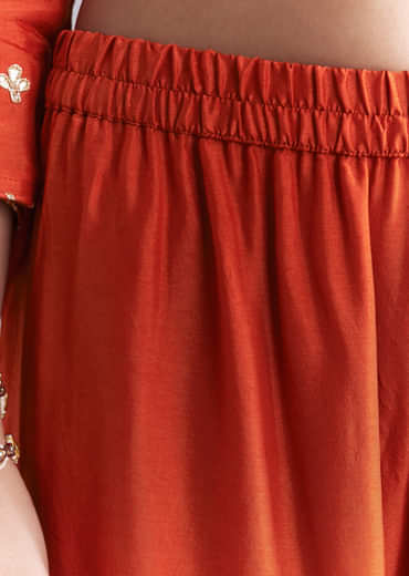 Orange Silk Sharara Suit With Gota And Zardosi Work