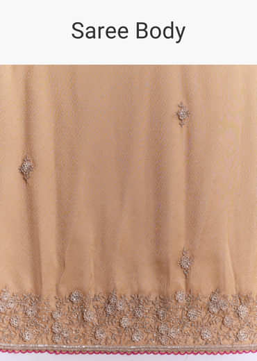 Orange Tissue Saree With Heavy Floral Embroidery