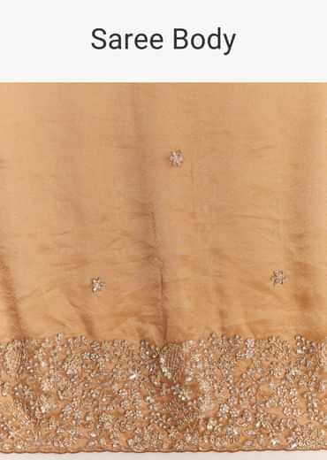 Orange Tissue Saree With Unstitched Heavy Embroidered Border