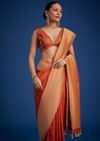 Orange Dola Silk Saree With Zari Border And Pallu
