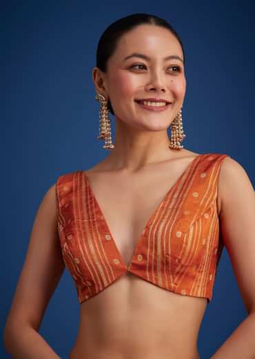 Orange Dola Silk Saree With Zari Border And Pallu