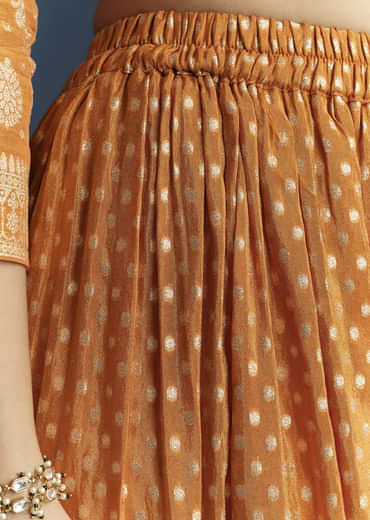 Orange Jacquard Palazzo Suit With Banarasi Jacquard Weave