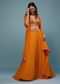 Carrot Orange Embroidered Lehenga Set In Organza