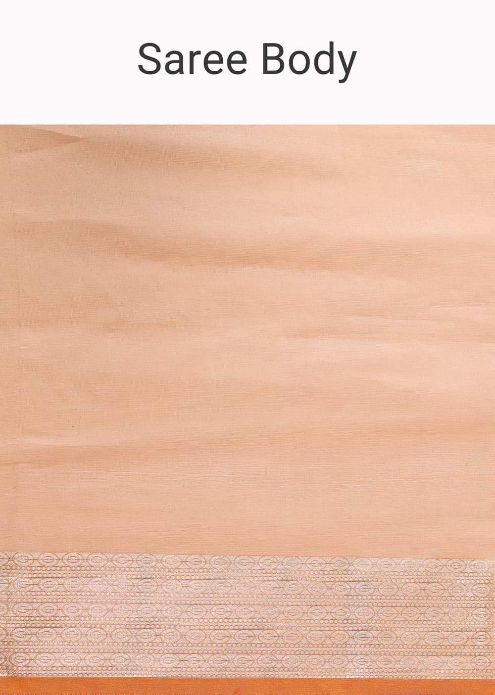 Orangish Gold Zari Chanderi Silk Saree With Unstitched Blouse