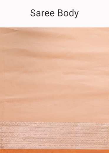 Orangish Gold Zari Chanderi Silk Saree With Unstitched Blouse