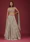Oyster Net Lehenga And Crop Top With 3D Petal Motifs And An Open Back