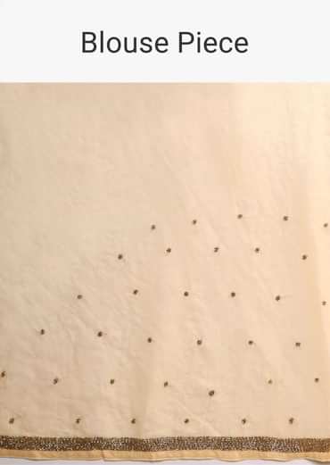 Parmesan Beige Saree With Kashmiri Embroidery In Floral Jaal Design