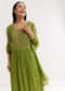 Parrot Green Floral Chiffon Anarkali Kurta Set With Dupatta