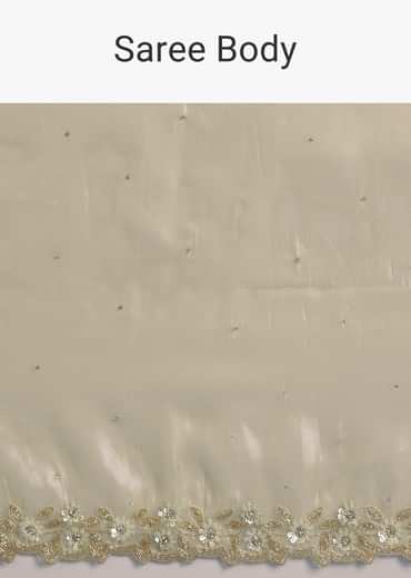 Pastel Green Glass Tissue Saree With Floral Embroidery And Cutwork Border