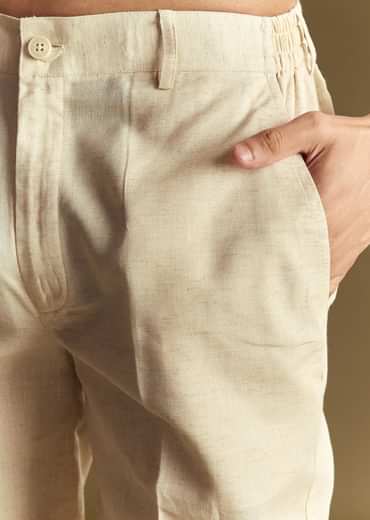 Pastel Green Linen Kurta Set With Sequin And Resham Embroidery