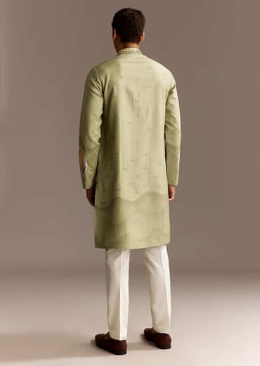Pastel Green Mirror Work Kurta Set