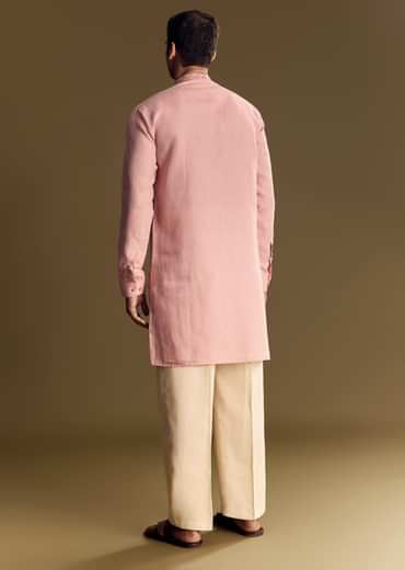 Pastel Pink Linen Kurta Set