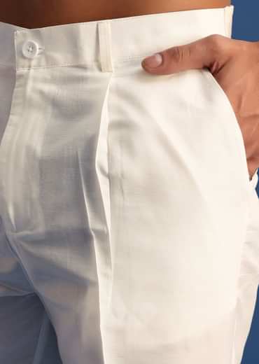 Pastel Yellow Hand Embroidered Kurta Set In Silk