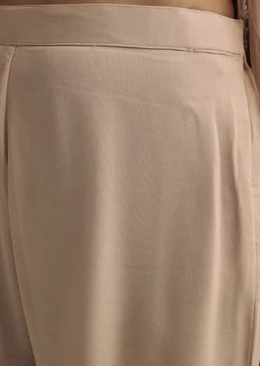 Peach Beaded Kurti Pant Set With Dupatta