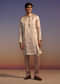 Peach Brocade Kurta Set With Self Work