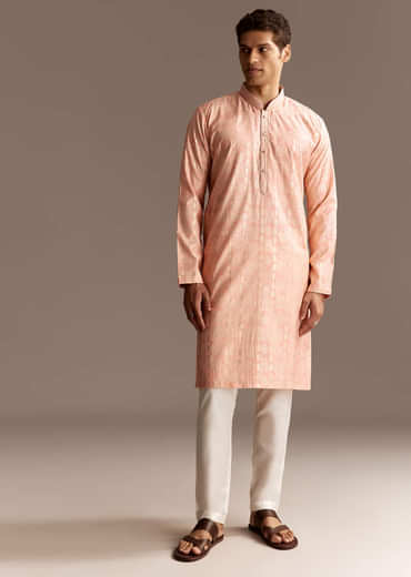 Peach Chanderi Kurta Set