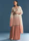 Peach Chinon Ombre Kurta Palazzo Suit With Sequins Threadwork