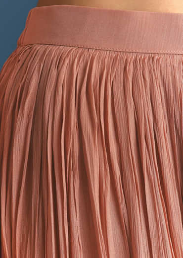 Peach Chinon Ombre Kurta Palazzo Suit With Sequins Threadwork