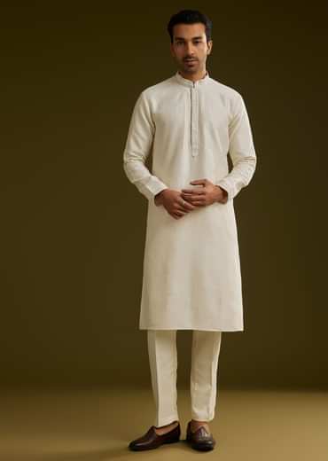 Peach Cotton Silk Kurta Set With Aari Work Jacket