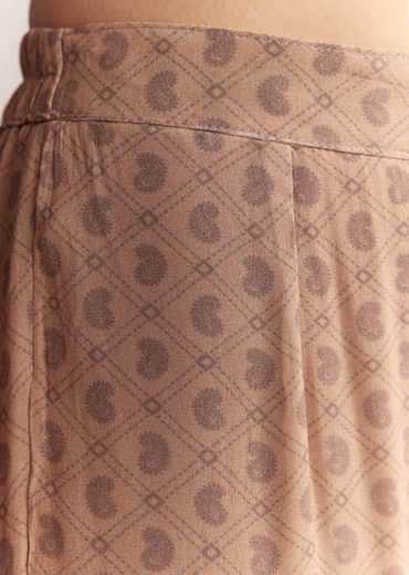 Peach Crepe Sharara Suit With Paisley Print And Zari Work