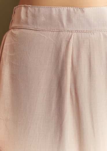 Peach Crop Top Set With Embroidered Organza Jacket