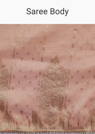 Peach Dola Silk Brocade Saree With Gota Patti And Moti Embroidery