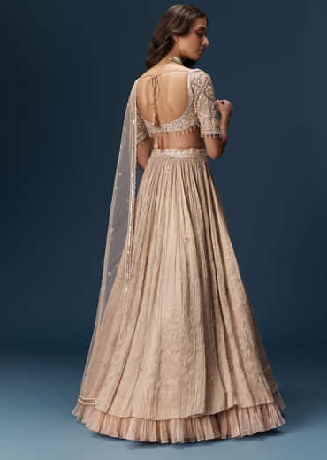 Peach Embroidered Bridesmaid Lehenga With Dupatta