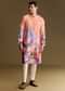 Peach Floral Printed Linen Kurta Set With Contemporary Styling