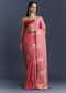 Peach Jacquard Woven Saree With Zari Work