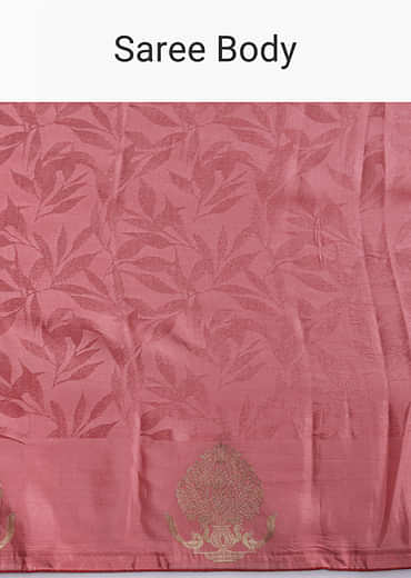 Peach Jacquard Woven Saree With Zari Work