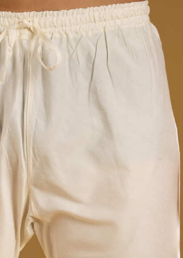 Peach Kurta Set For Men With Thread Embroidery