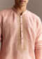 Peach Linen French Knot Kurta Set