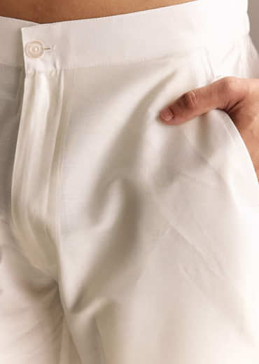 Peach Linen French Knot Kurta Set