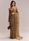 Peach Linen Printed Saree With Authentic Ajrakh Work