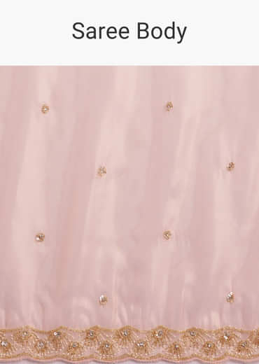 Peach Organza Tissue Saree With Scallop Edge