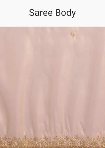 Peach Organza Tissue Saree With Scalloped Embroidery